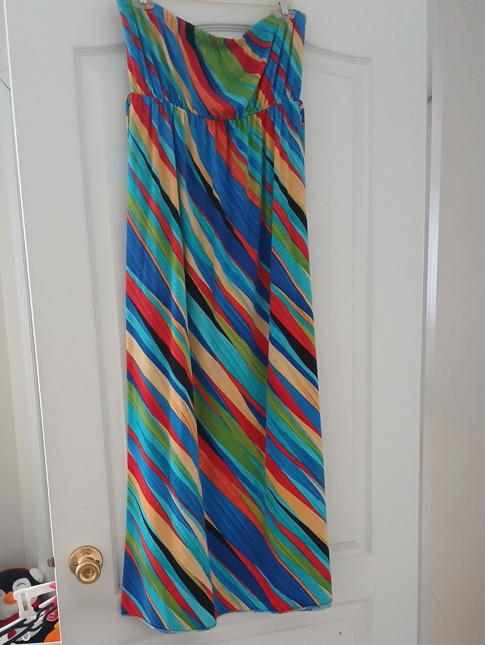 Strapless Rainbow Stripe Maxi Dress - Multicolor